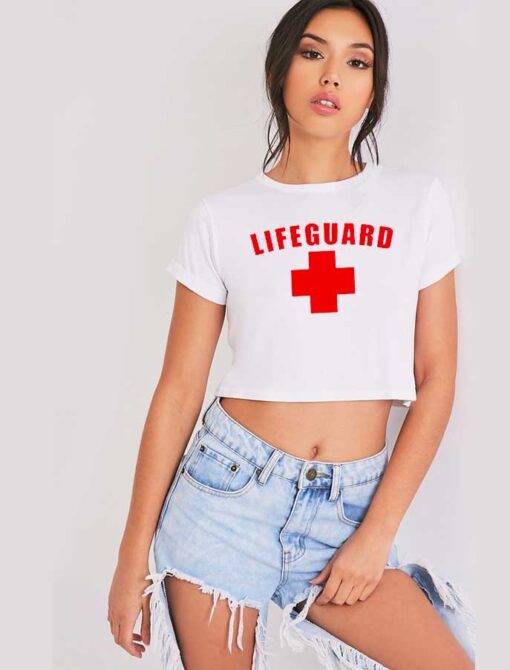 Lifeguard Red Cross Symbol Crop Top Shirt