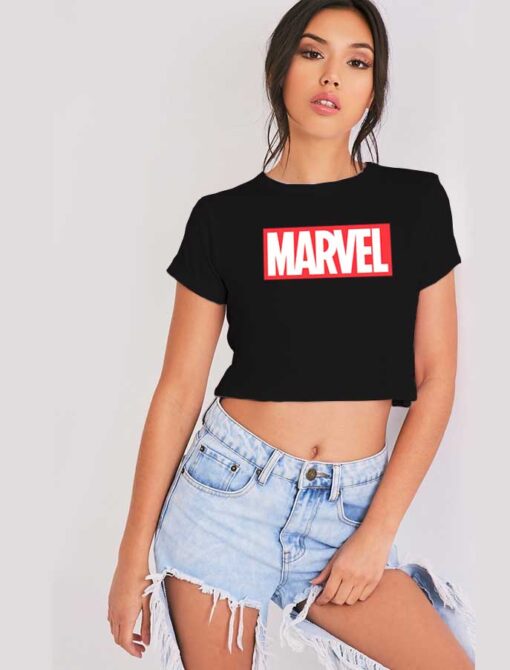 Marvel Classic Distressed Hero Logo Crop Top Shirt