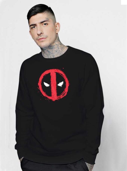 Marvel Deadpool Face Symbol Red Spray Sweatshirt