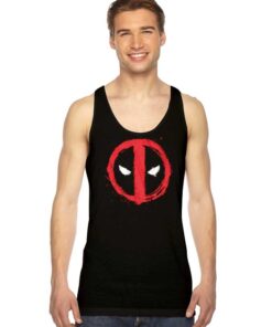 Marvel Deadpool Face Symbol Red Spray Tank Top