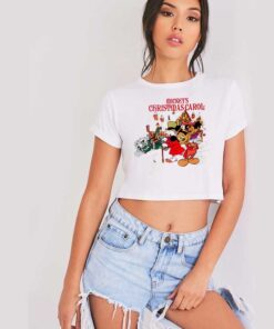 Mickey Mouse Christmas Carol Logo Crop Top Shirt