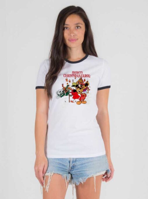 Mickey Mouse Christmas Carol Logo Ringer Tee