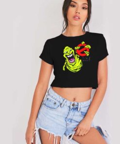 Monster Slimer Ghostbusters Logo Crop Top Shirt