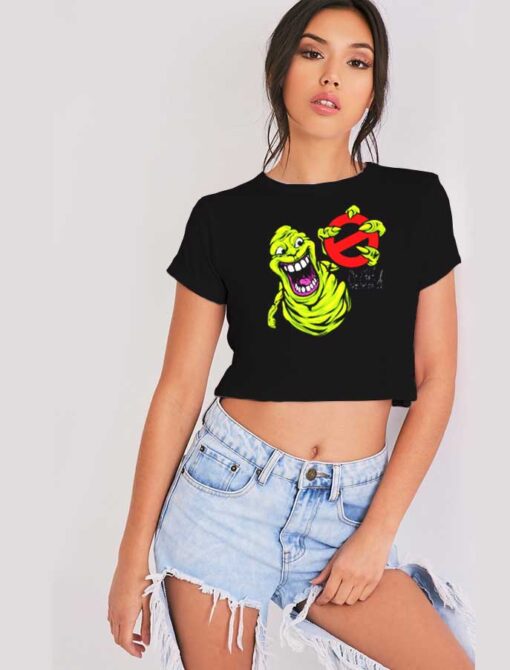 Monster Slimer Ghostbusters Logo Crop Top Shirt