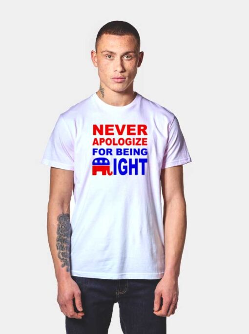 Never Apologize For Being Right Quote T Shirt