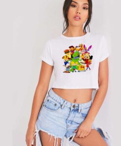 Nickelodeon Cartoon Mash Up Characters Crop Top Shirt