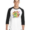 Nickelodeon Cartoon Mash Up Characters Raglan Tee