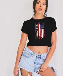 Ping Pong Patriotic USA Flag Crop Top Shirt