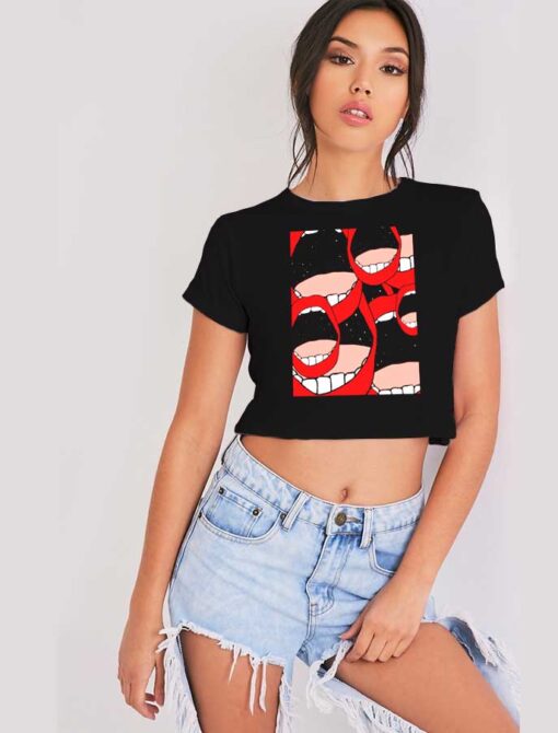 Red Lips Group Space Crop Top Shirt