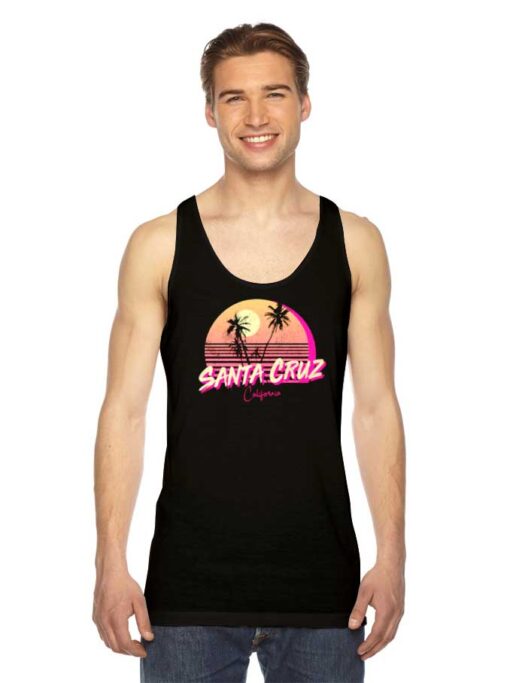 Retro Santa Cruz California Beach Sunset View Tank Top