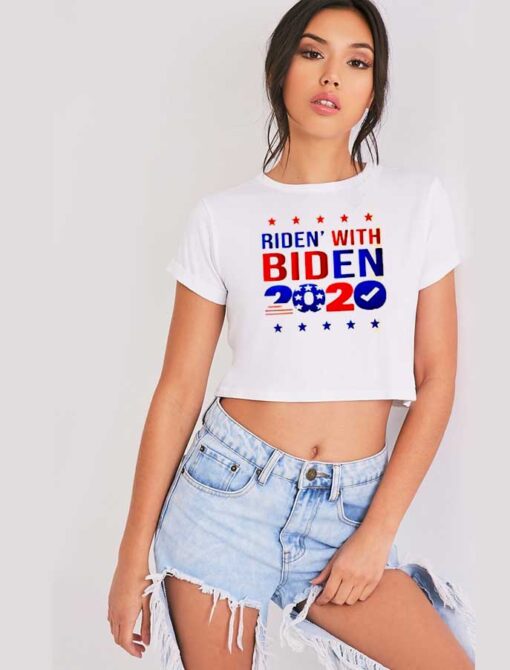 Ridin With Biden 2020 America Flag Crop Top Shirt