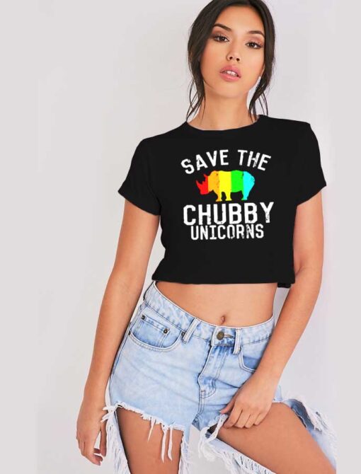 Save the Chubby Unicorns Rhino Crop Top Shirt