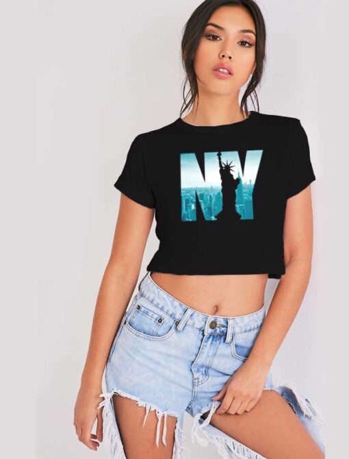 Urban New York City Skyline Statue Crop Top Shirt