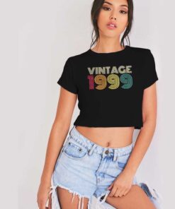 Vintage 1999 Year Spiral Logo Crop Top Shirt