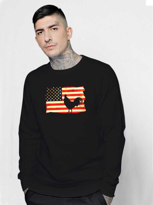 Vintage US Flag Cock Fight Battle Sweatshirt