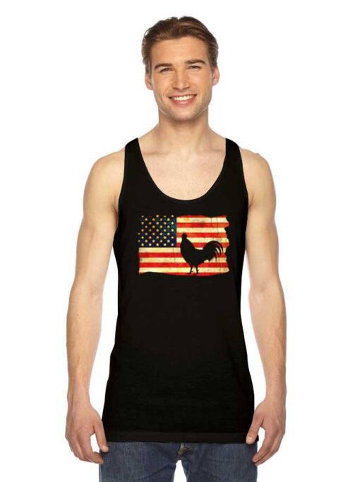 Vintage US Flag Cock Fight Battle Tank Top