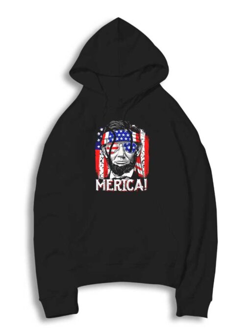 Abraham Lincoln 4th of July Merica Flag Hoodie