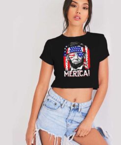 Abraham Lincoln 4th of July Merica Flag Crop Top Shirt