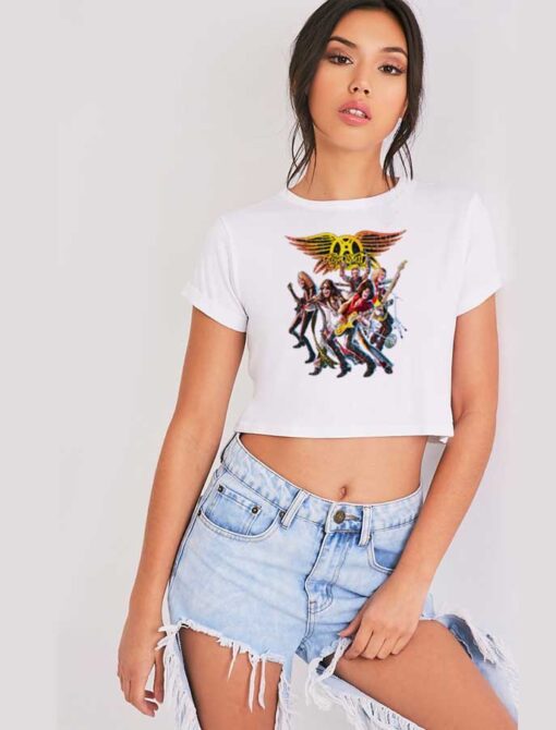 Aerosmith Band Cartoon Vintage Crop Top Shirt