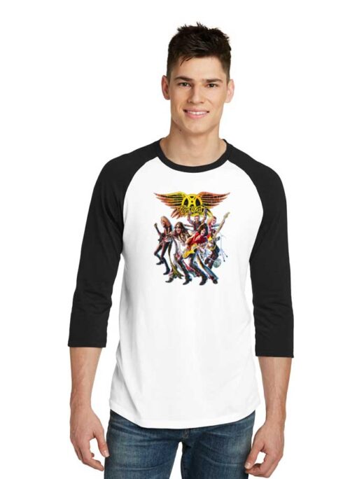 Aerosmith Band Cartoon Vintage Raglan Tee