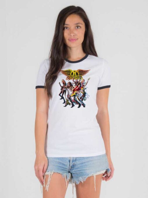 Aerosmith Band Cartoon Vintage Ringer Tee