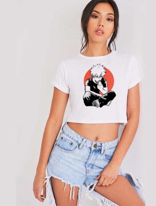 Bakugo Fries Anime Japanese Flag Crop Top Shirt