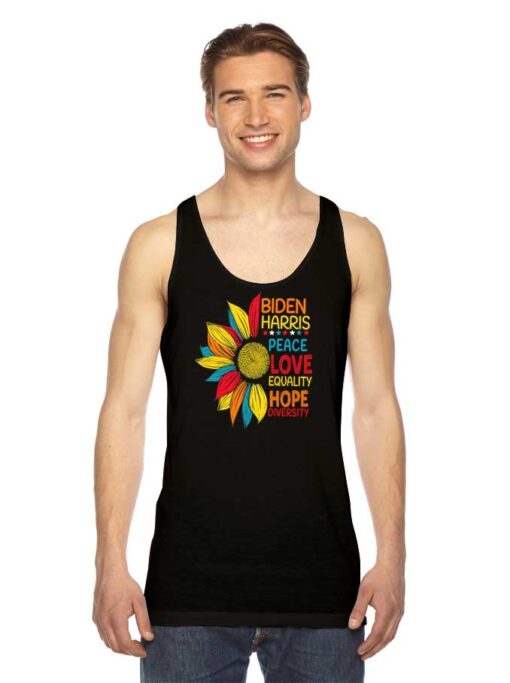 Biden Harris Peace Love Equality Flower Colorful Tank Top