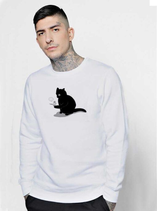 Black Cat Catching a Bird Sweatshirt