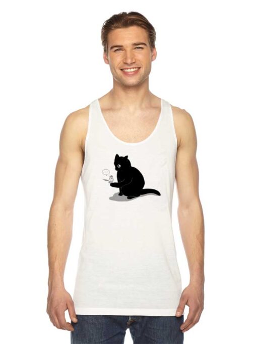 Black Cat Catching a Bird Tank Top