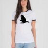 Black Cat Catching a Bird Ringer Tee