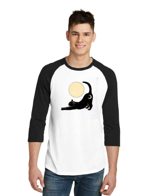 Black Cat With Moon Under The Moon Raglan Tee