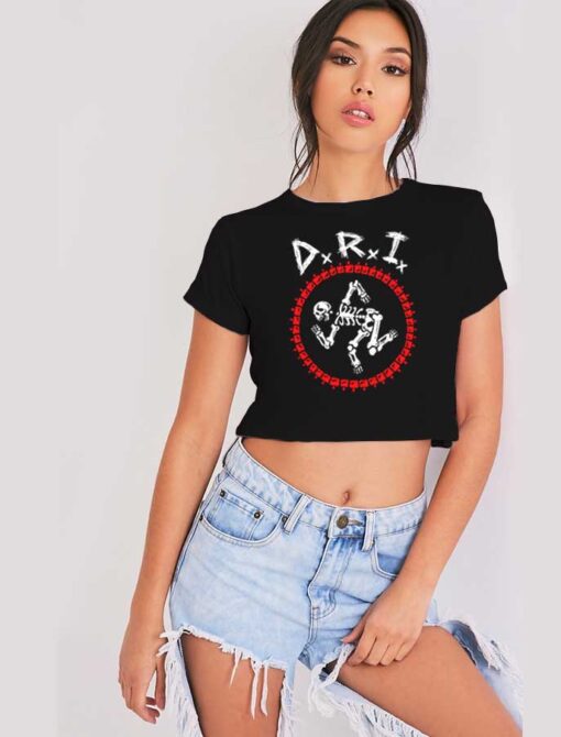 DRI Dirty Rotten Imbeciles Logo Skeleton Crop Top Shirt