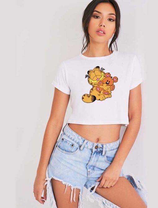 Garfield Hug A Teddy Bear Crop Top Shirt