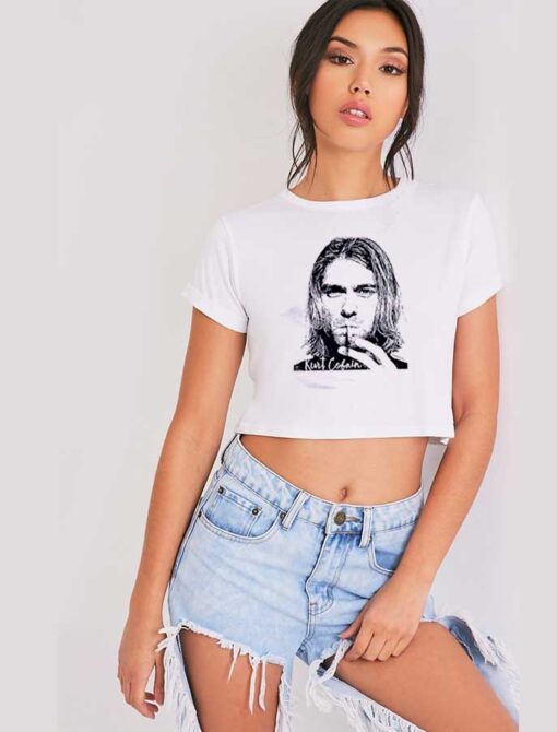 Kurt Cobain RIP Smoking Picture Crop Top Shirt