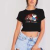 Peanuts Snoopy Joe Cool Harley Flames Motorcycle Crop Top Shirt