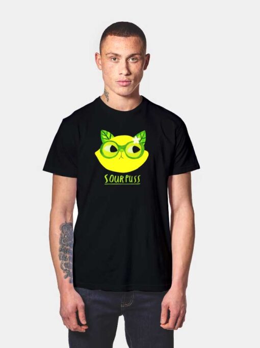 Sourpuss Lemon Cat Glasses T Shirt