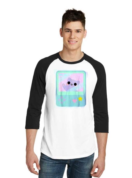 Super Kawaii Gamer Cat Pastel Raglan Tee