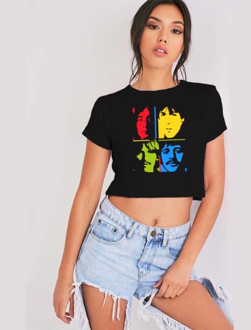 The Beatles Pop Art Collage Crop Top Shirt