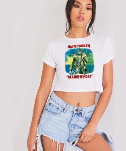 Vintage Iron Maiden Make My Day Crop Top Shirt