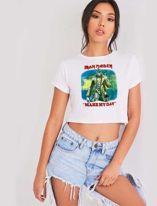 Vintage Iron Maiden Make My Day Crop Top Shirt