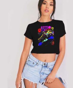 Astronomical Colorful Space Vinyl Record Crop Top Shirt