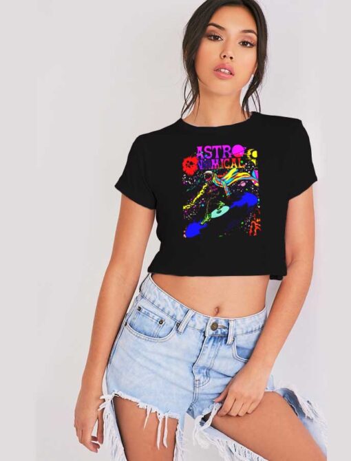 Astronomical Colorful Space Vinyl Record Crop Top Shirt