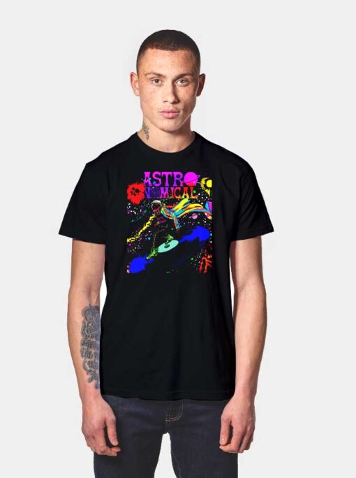 Astronomical Colorful Space Vinyl Record T Shirt