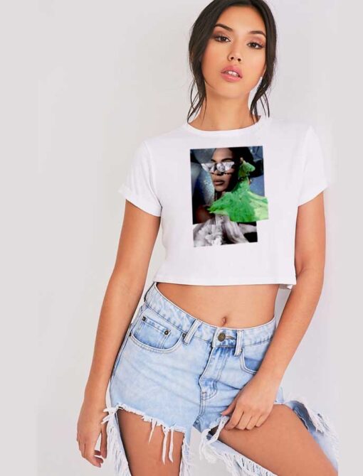 Beyonce Blanc Three Collage Photo Crop Top Shirt