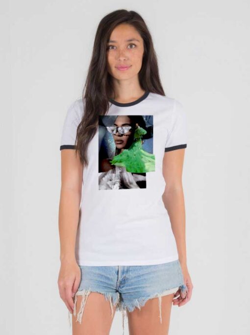 Beyonce Blanc Three Collage Photo Ringer Tee