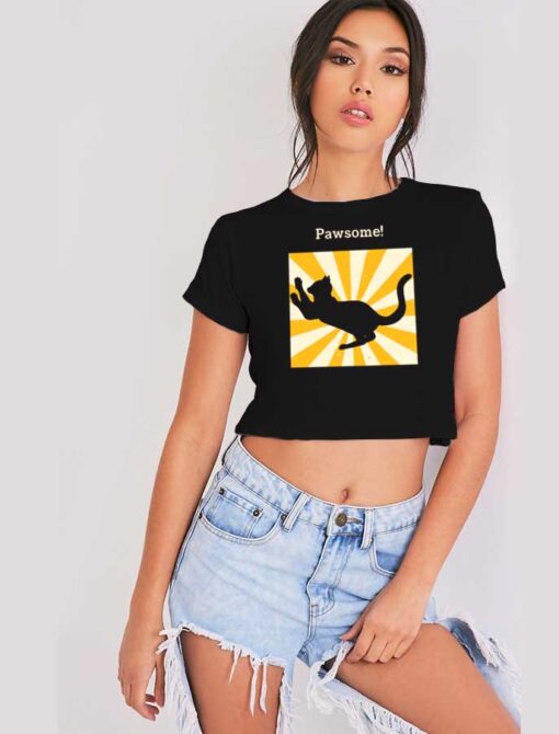 Black Cat Pawsome Sunshine Crop Top Shirt