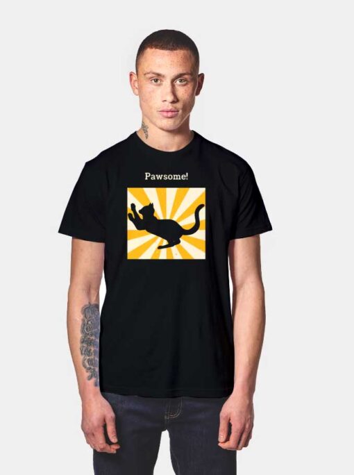 Black Cat Pawsome Sunshine T Shirt