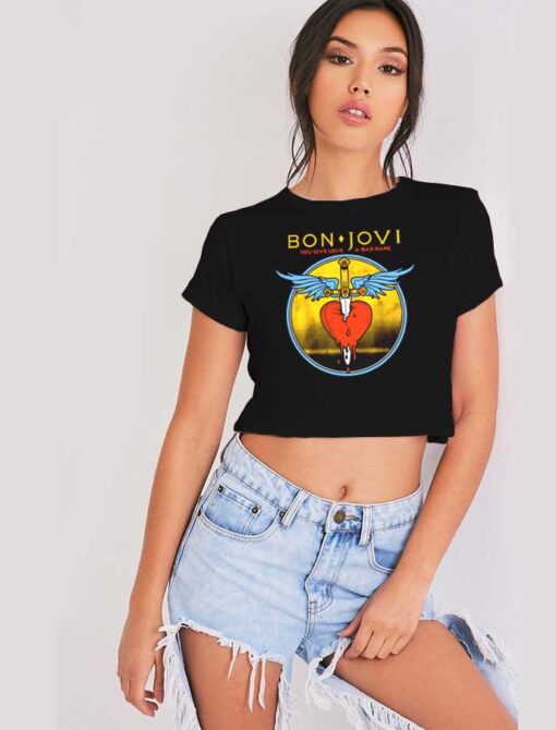 Bon Jovi You Give Love Bad Name Logo Crop Top Shirt