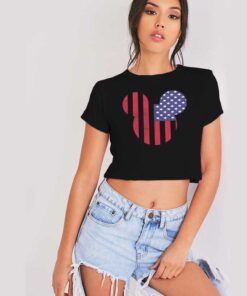 Disney Mickey Mouse Americana Flag Crop Top Shirt