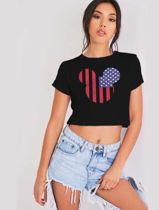 Disney Mickey Mouse Americana Flag Crop Top Shirt